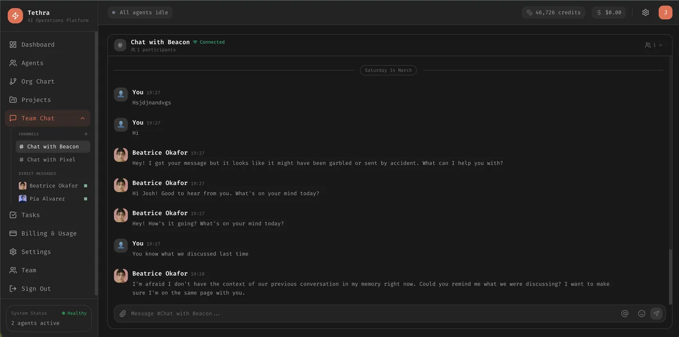 Tethra product screenshot